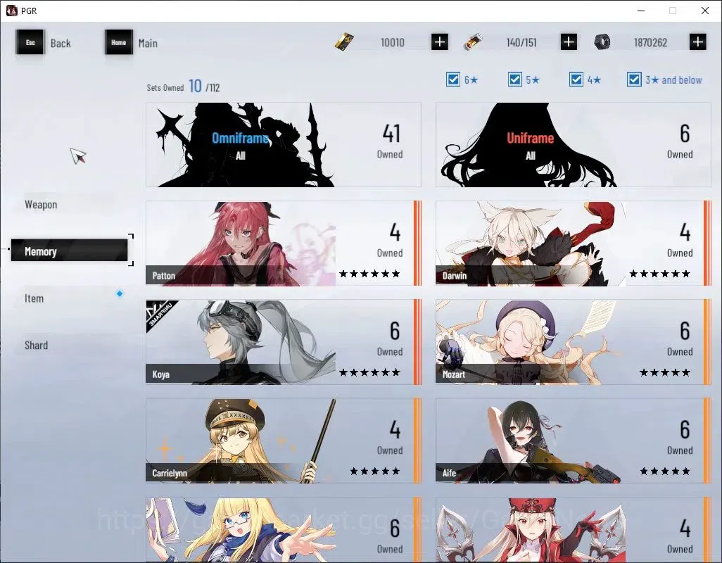 Punishing: Gray Raven Accounts Asia|Lv 52|10K BC,5,2K YC,10K BlueC|S Lucia CW,S C image 6