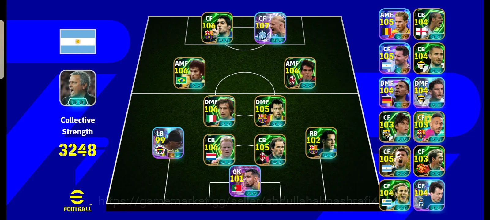 eFootball Accounts Legends & Iconic Players 3240+ team |Haaland 108, koeman 107, Suarez 105, Zico 106, Kaka 105, Pirlo 106 1