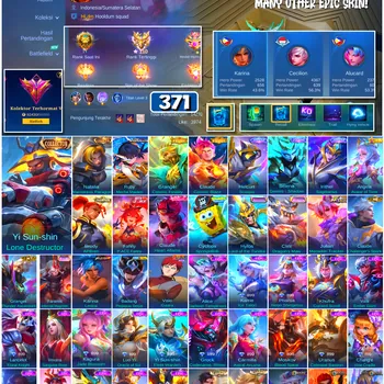 Mobile Legends: Bang Bang Accounts #4515 371 Skins | Karina Leona (KOF) | Badang Pegasus Seiya (SAINT SEIYA) | Cyclops