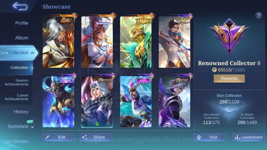 Mobile Legends: Bang Bang Accounts Global|Skin 266|Renowned|PRIME Granger|SoulStalker image 17