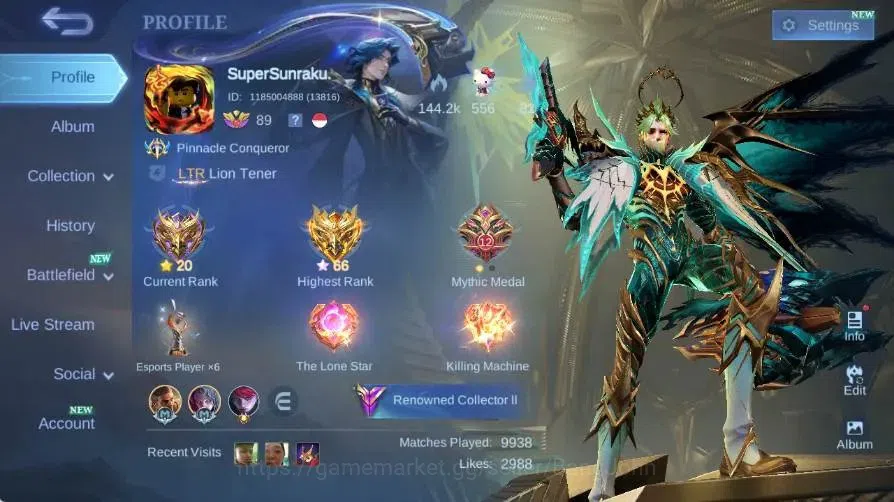 Mobile Legends: Bang Bang Accounts Global|Skin 266|Renowned|PRIME Granger|SoulStalker image 18