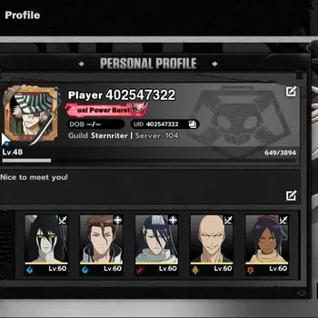BLEACH: Soul Resonance Accounts NuverseSEA|Lv 48|6 SSR|(Ulquiorra,Aizen,UraharaB1,Yoruichi)+Stamp,Byakuya,Ikkaku|4