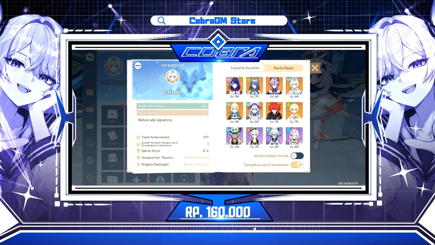 Genshin Impact Accounts Mid Game Akun Genshin Impact AR 54 | Asia | 4 Limit | 1 Sign | MC Female | Low Explorexion | Check SS 1
