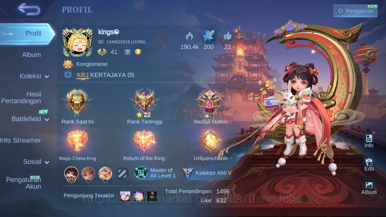 Mobile Legends: Bang Bang Accounts Hero 69 Skin 112 | CC Nata | Lunar Change | Epic R image 2