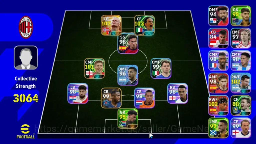 eFootball Accounts High-End Android|Big Time Erling Haaland '26|3 Epic Filippo Inzaghi,Gerrard|Show Time Messi,Yamal|15 1