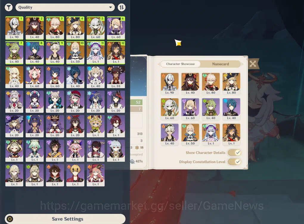 Genshin Impact Accounts End Game ASIA|AR 52|5 Limited 2
