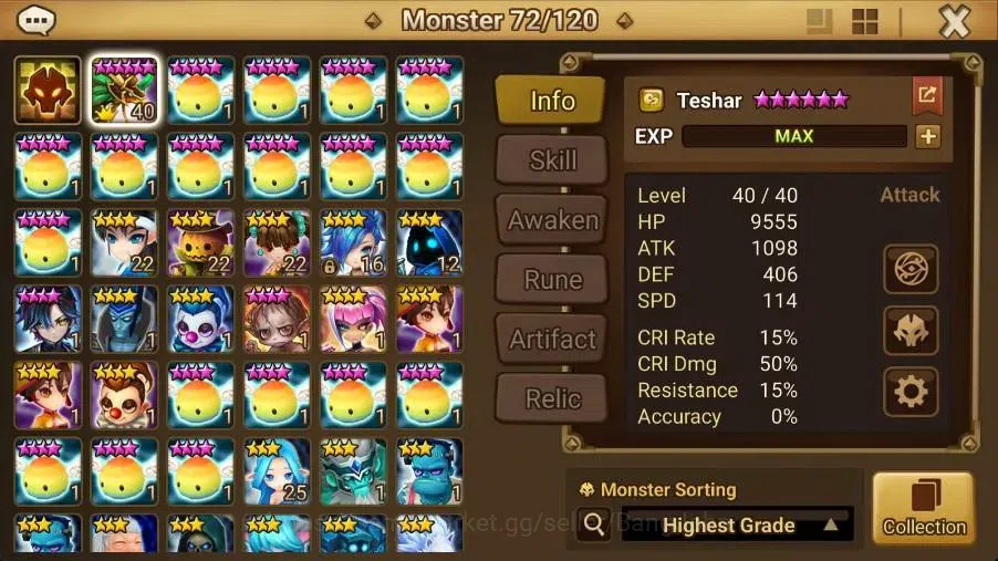 Summoners War: Sky Arena Accounts Starter GLOBAL | NB 5 TESHAR,Starter Gacha 115 12Y+160 11Y Scrool, 3 Legendary All 2