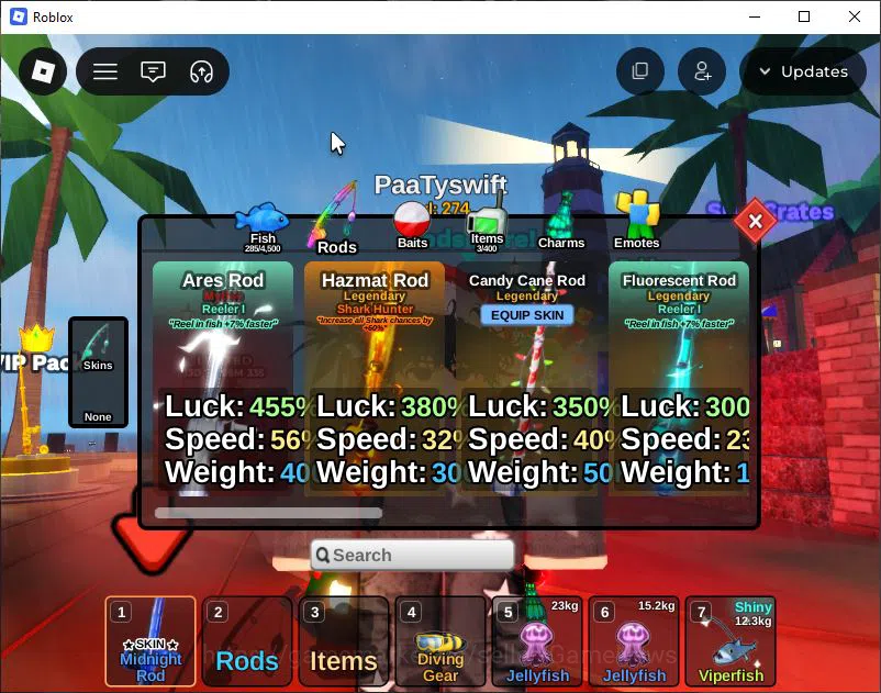 Roblox Accounts [Fish It] Lv 274 |1 Myth 3 Legend Rod (Ares + Blaz image 3