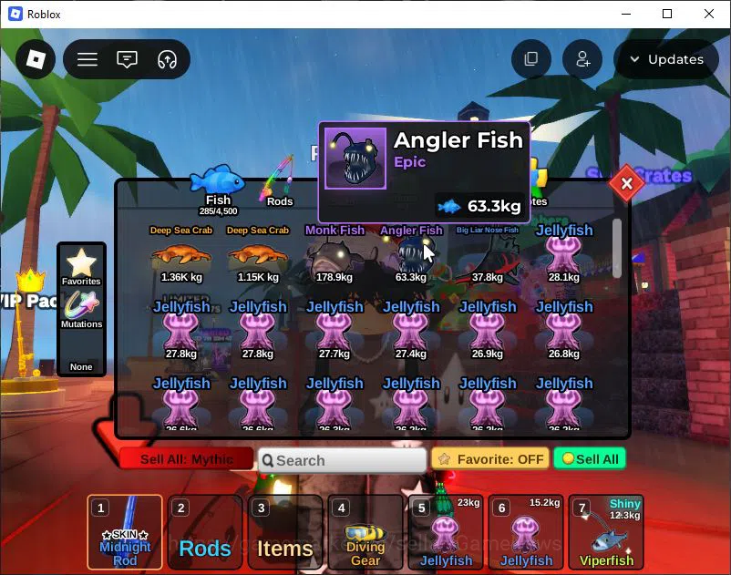 Roblox Accounts [Fish It] Lv 274 |1 Myth 3 Legend Rod (Ares + Blaz image 5