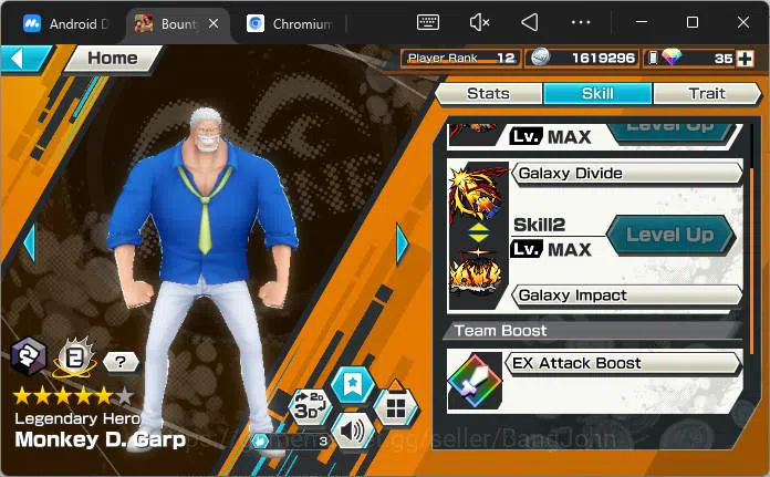 One Piece Bounty Rush Accounts Others GLOBAL|3 Ex|Legend Hero Garp,King Pirates Roger,Awaken RobLucci,Lunarian Alber,CP9 7
