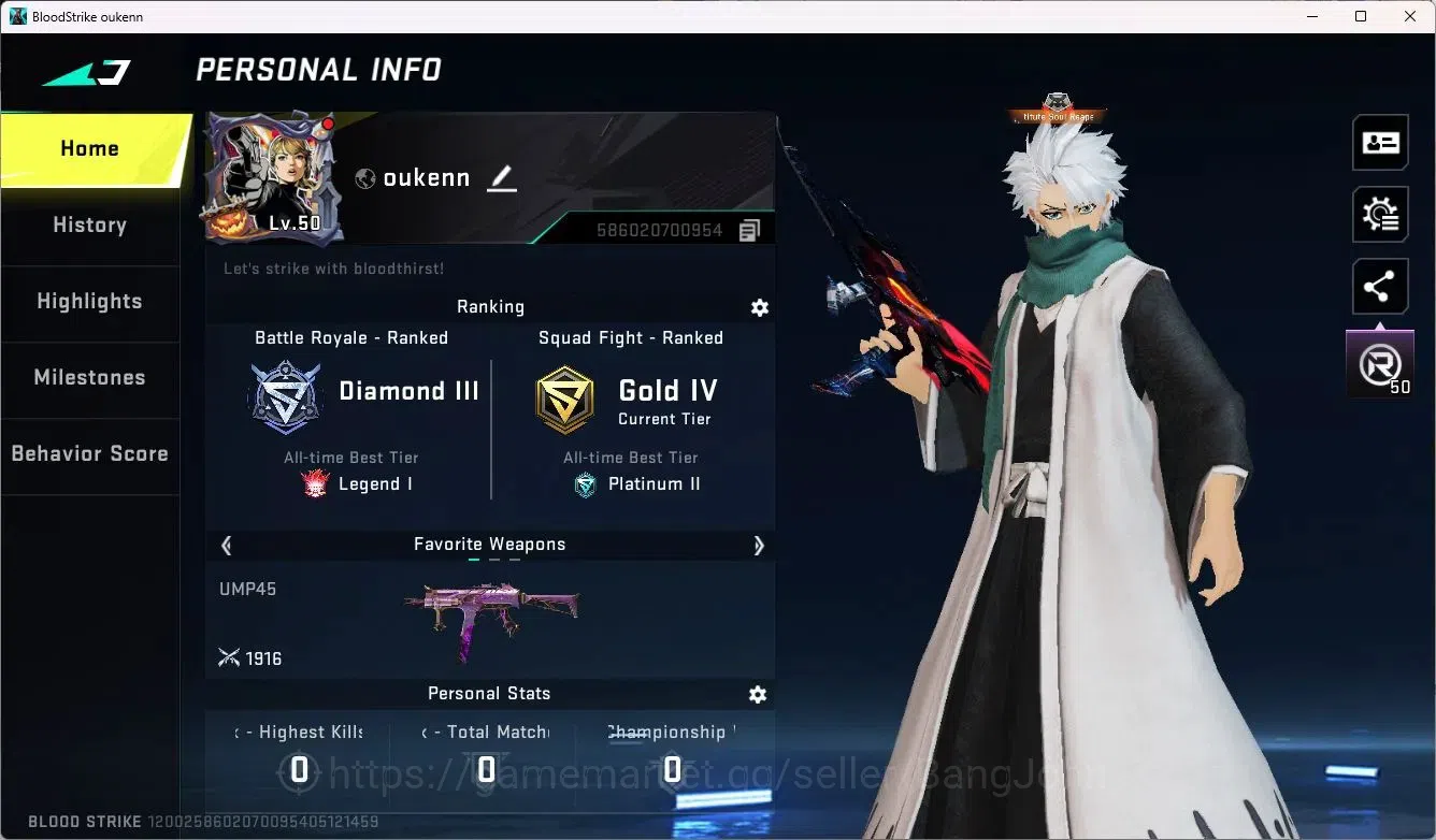 Blood Strike Accounts ASIA | Collab Uzi-Zangetsu | Limited MP7-Verdant | image 2