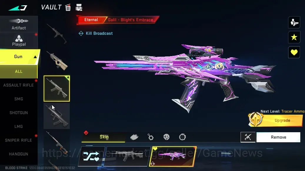 Blood Strike Accounts Rare Skin Asia|Eternal Galil Blight Embrace Lv2|Legendary SCAR Abyss,AR997 Abyss,M82 Specterstrike|Log 1