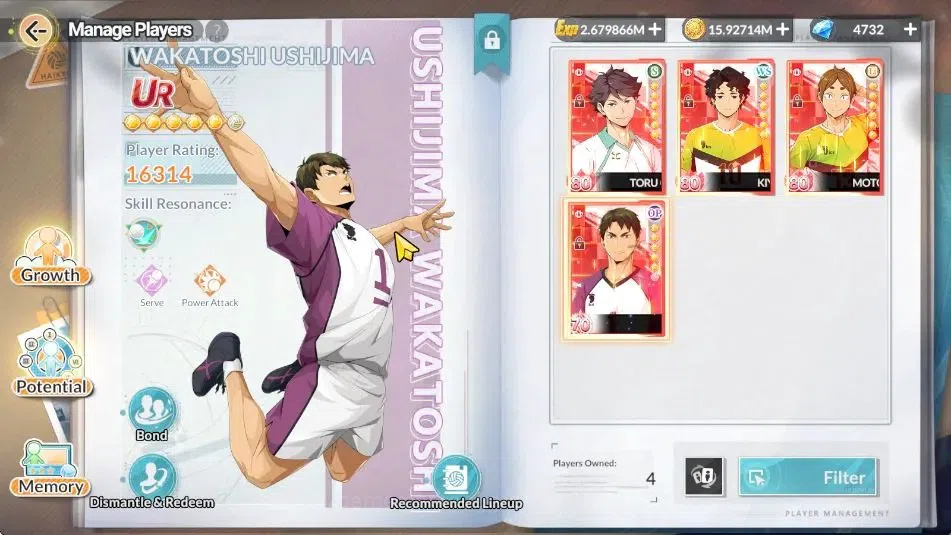 HAIKYU!! FLY HIGH Accounts SEA|Lvl 58|4K DM|7 SP [(Ushijima,Iwaizumi,Oikawa,Kuroo,Akaashi,Bokuto)+Memo,Hinata]|4UR 2