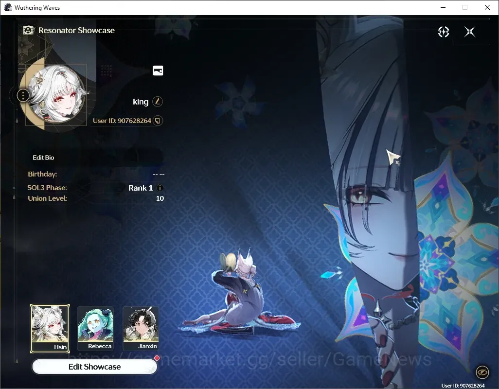 Wuthering Waves Accounts Starter SEA|Starter UL 10|2 Limited| Hsin & Rebecca + 1 STD Char |DB Lvl 5|Low Explore n Quest|Male 1