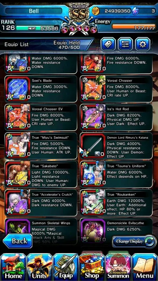 Grand Summoners Accounts End-Game Global|Rank 126|22 Ascend+11 TW|(S Miyu,T Kamijo,DL Rimuru,Fen Luck 121,Choi 15