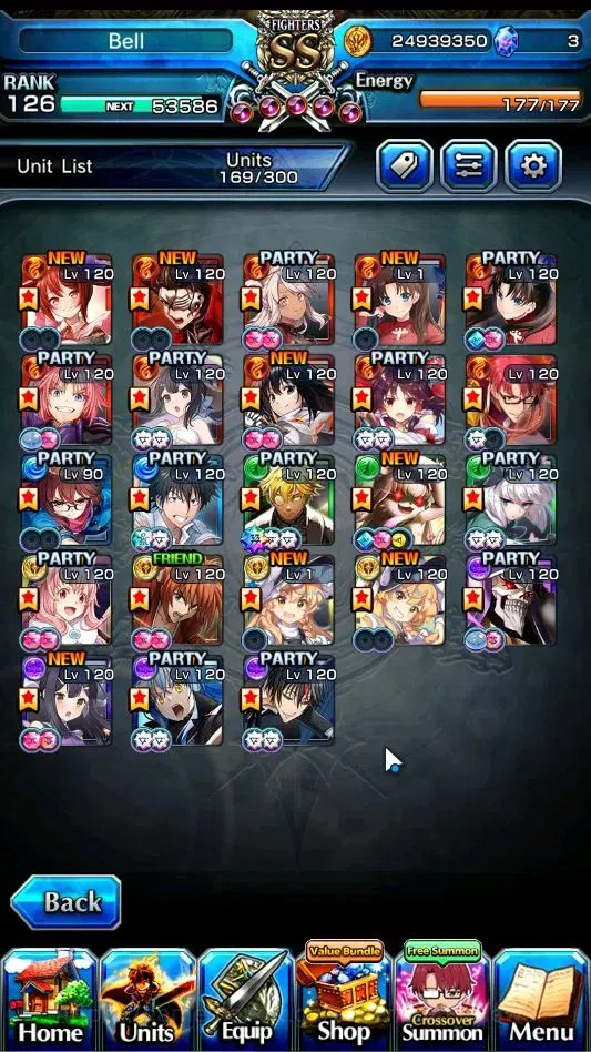 Grand Summoners Accounts End-Game Global|Rank 126|22 Ascend+11 TW|(S Miyu,T Kamijo,DL Rimuru,Fen Luck 121,Choi 4