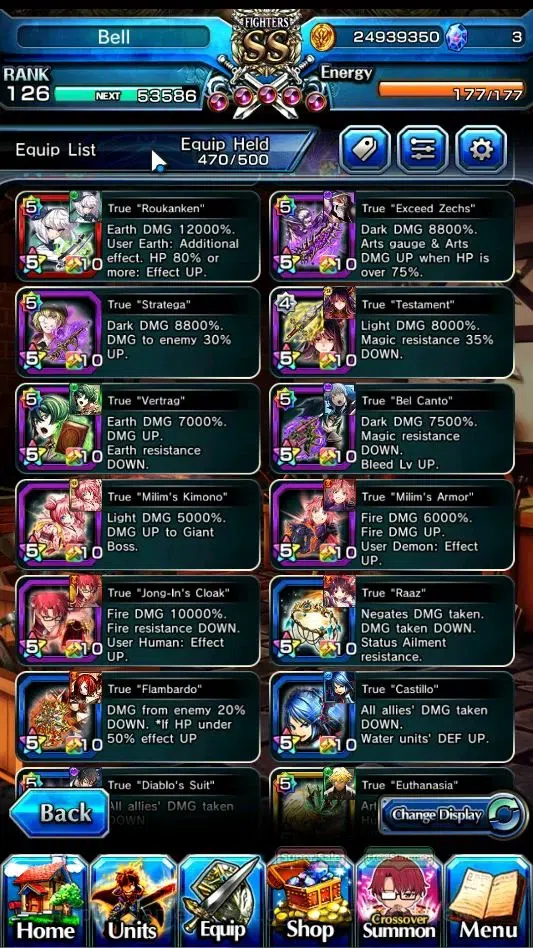 Grand Summoners Accounts End-Game Global|Rank 126|22 Ascend+11 TW|(S Miyu,T Kamijo,DL Rimuru,Fen Luck 121,Choi 6