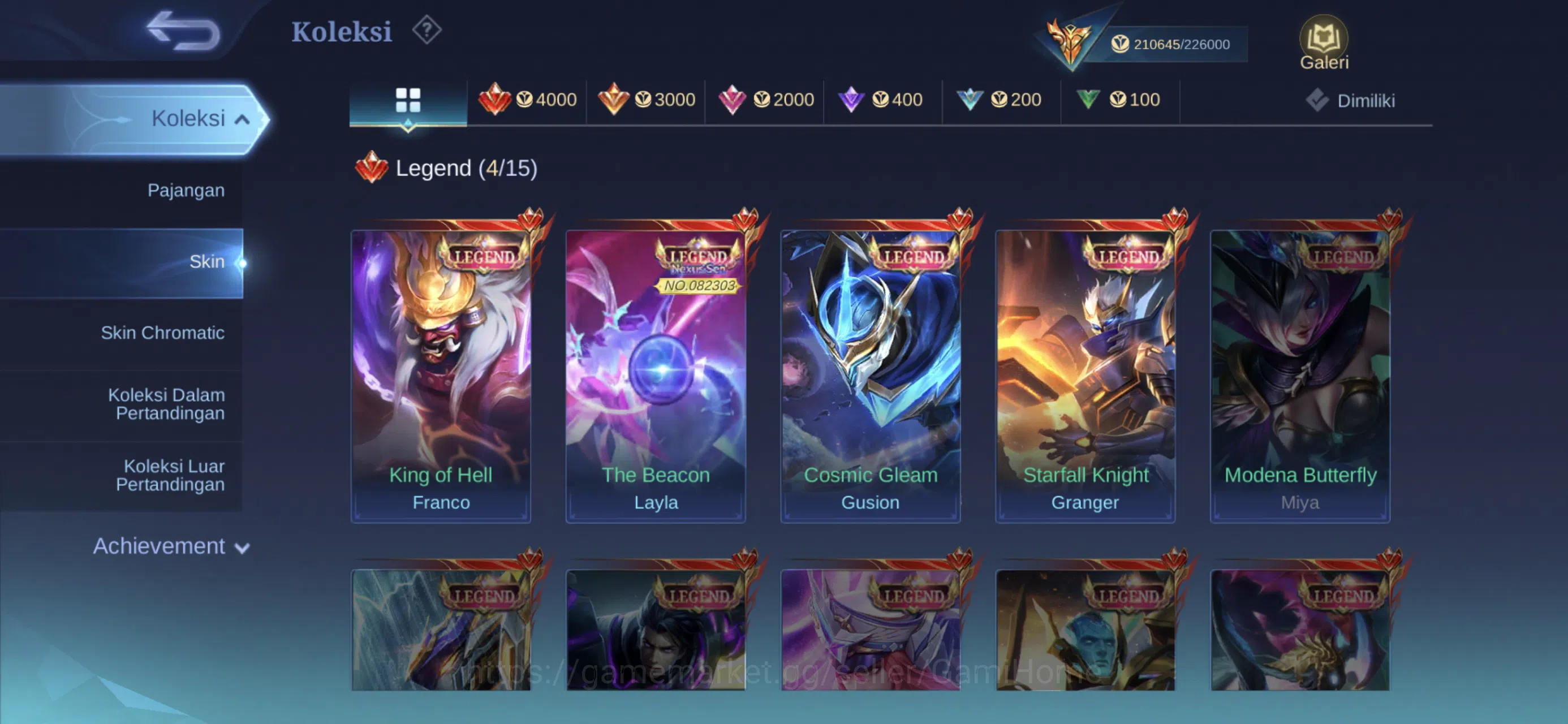 Mobile Legends: Bang Bang Accounts MEGA COLLECTOR ACC ➤ 4 Legends | 3 JJK | 4 HXH | 2 image 2