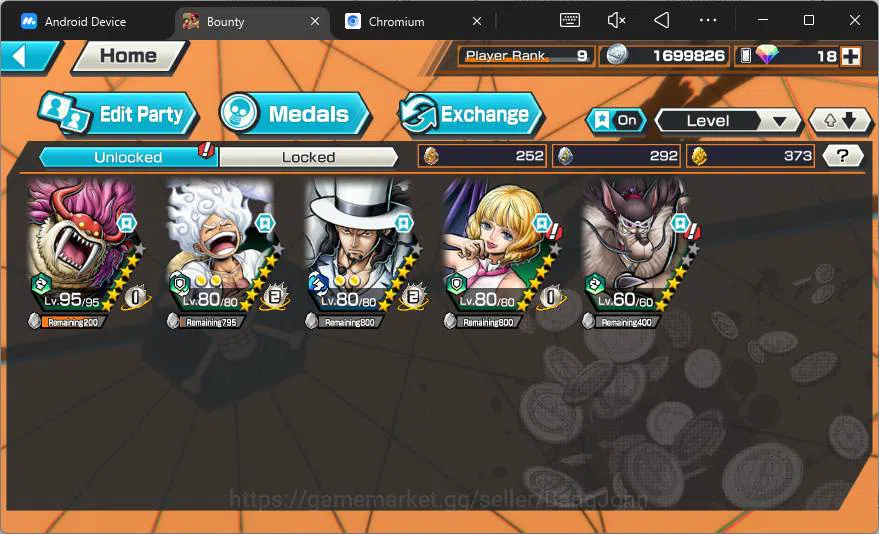 One Piece Bounty Rush Accounts Others GLOBAL|2 ex|Gear5 Luffy,Awaken RobLucci,Tobi Roppo,Stusy,CP9 Jabra|check SS|OPBR145B 6