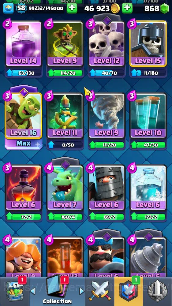 Clash Royale Accounts Midgame Lv 58|Trophy 10585|KTL 15|Limited Skin|Card 118|14 EVO 5 Champ 21 Legendary 33 Epic 30 Rare |2 10