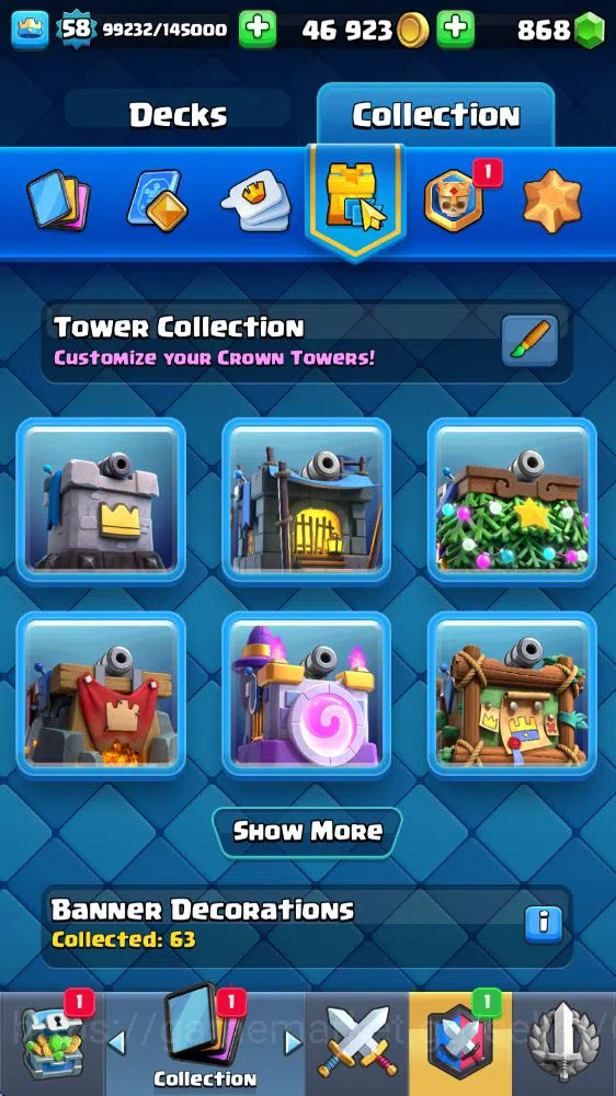 Clash Royale Accounts Midgame Lv 58|Trophy 10585|KTL 15|Limited Skin|Card 118|14 EVO 5 Champ 21 Legendary 33 Epic 30 Rare |2 16