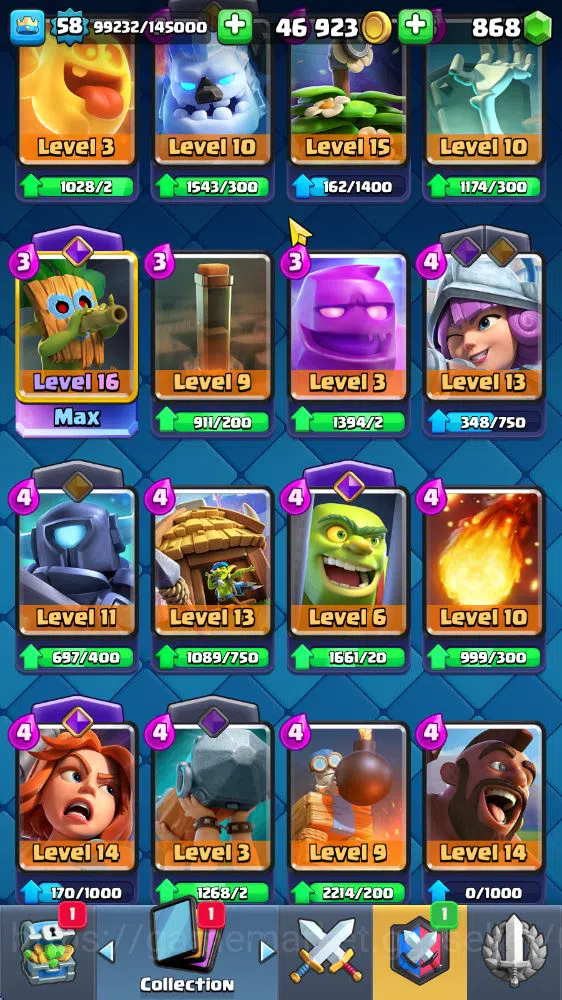 Clash Royale Accounts Midgame Lv 58|Trophy 10585|KTL 15|Limited Skin|Card 118|14 EVO 5 Champ 21 Legendary 33 Epic 30 Rare |2 8