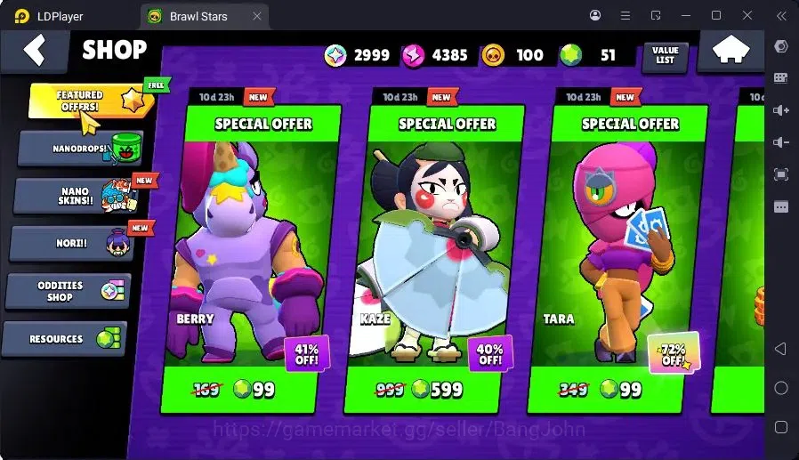 Brawl Stars Accounts Trophy 527|1 Max Hc(Shelly)|2 Mythic(Tara,Otis),3Epic(Bo,Piper,Edgar) skin + 1Collection|2999 B|Proteck 4