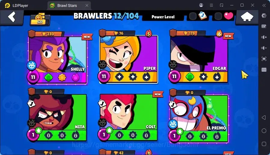 Brawl Stars Accounts Trophy 527|1 Max Hc(Shelly)|2 Mythic(Tara,Otis),3Epic(Bo,Piper,Edgar) skin + 1Collection|2999 B|Proteck 5