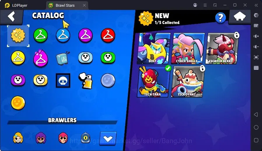 Brawl Stars Accounts Trophy 527|1 Max Hc(Shelly)|2 Mythic(Tara,Otis),3Epic(Bo,Piper,Edgar) skin + 1Collection|2999 B|Proteck 7