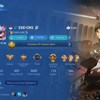 Honor of Kings Accounts Rare Skin Global|113H 286S|Mythic Lu Bu|JJK Gojo|AOT Eren&Mikasa|Bleach Ichigo&Byakuya|Ultramen