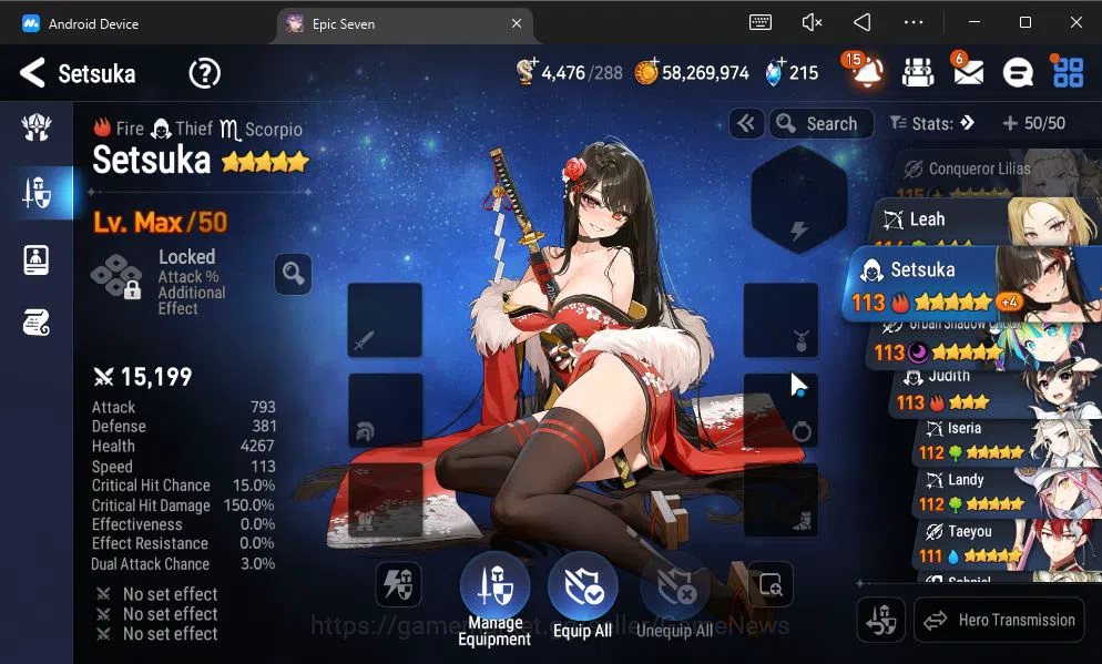 Epic Seven Accounts GLOBAL UNVERIF|9 ML(NM Luna,ConQ Lilias,SE Celine, image 2