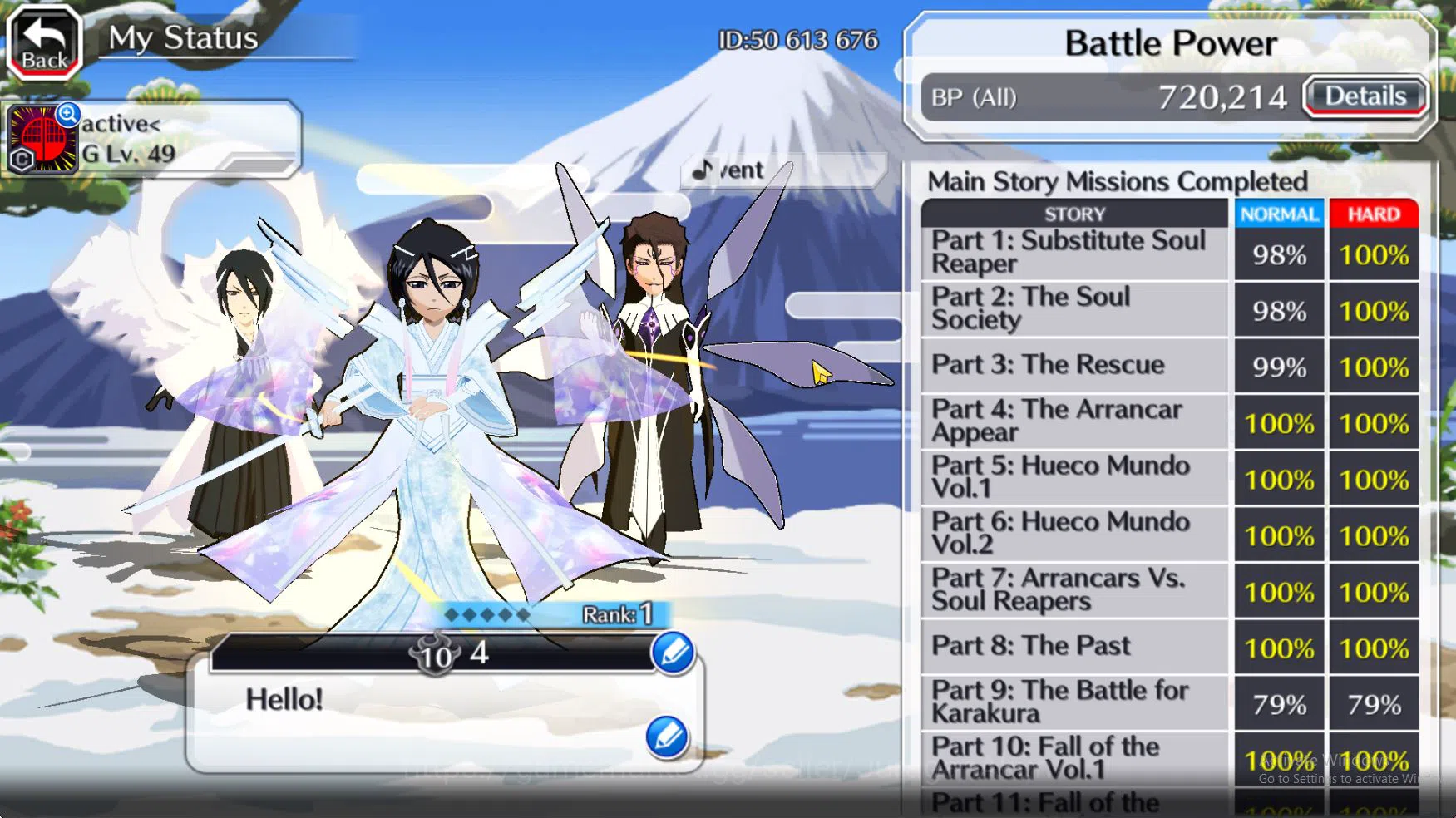 Bleach: Brave Souls Accounts Mid-Tier [GLOBAL]45K Orbs|Rukia 10th Anniv,Halibel Cacao,Nelliel Orient,Kon 3