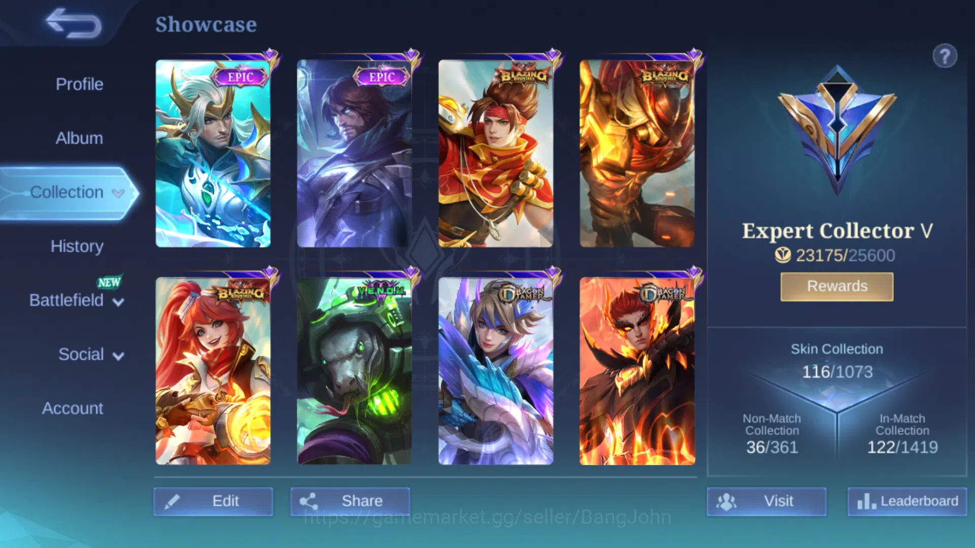 Mobile Legends: Bang Bang Accounts Others Hero 71 | Skin 116 | Emblem Max 3 (Sisanya 59 Semua) | Epic YSS | Epic Roger 2
