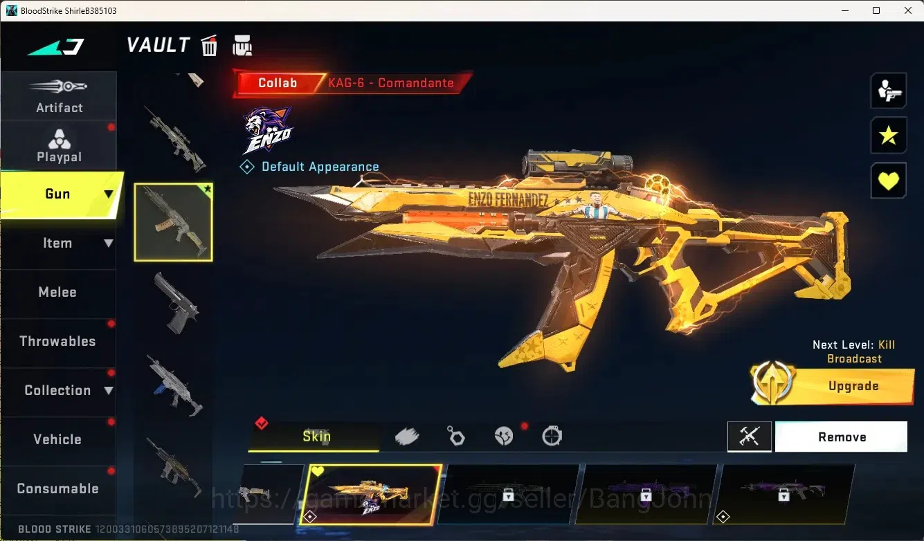 Blood Strike Accounts Collab Skin ASIA | 1 Collab Gun: KAG-6 - Comandante [Enzo] | 1 Legendary Gun | 1 Name-Changing Card 3