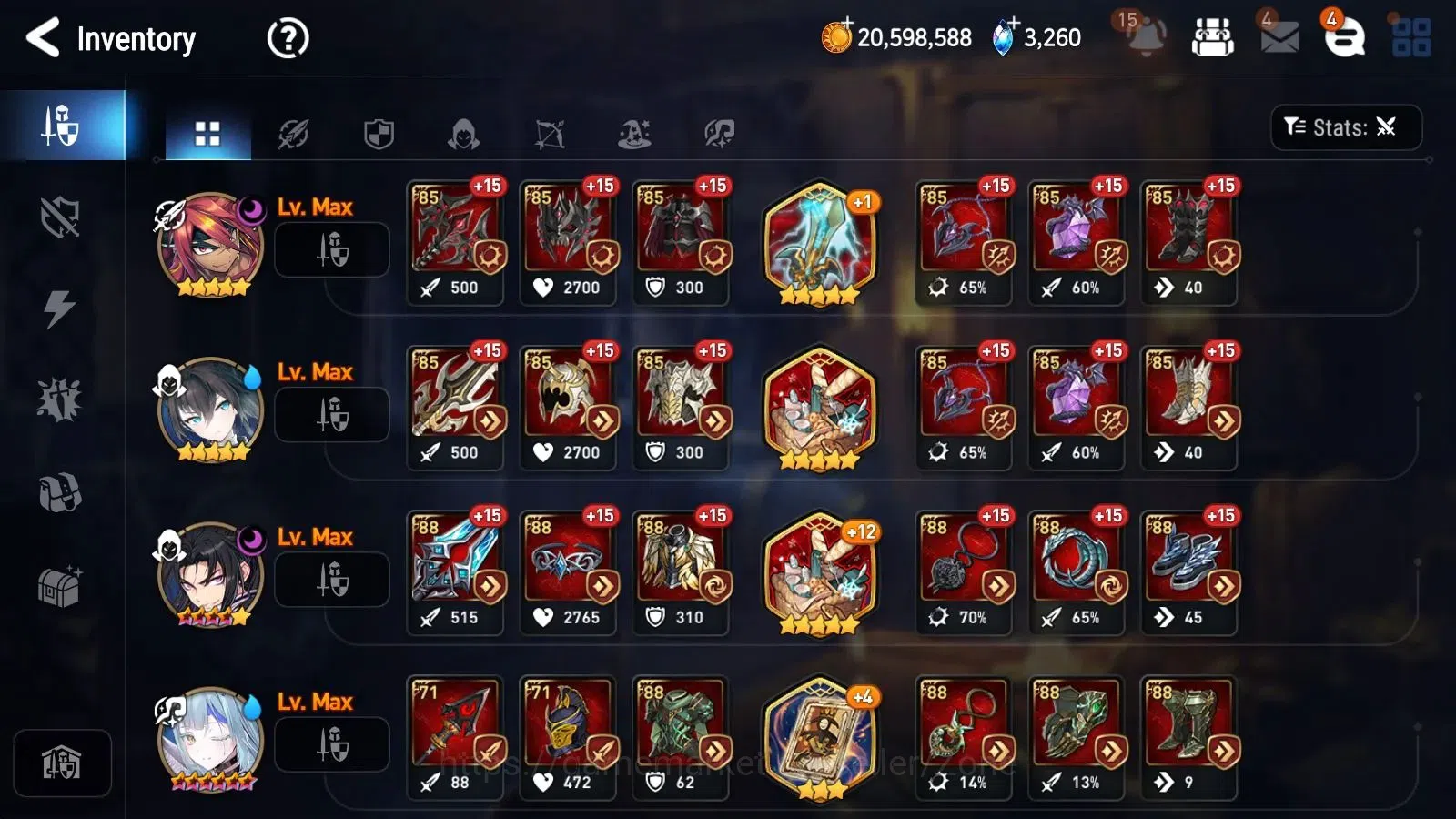Epic Seven Accounts High-End Global Unverif|9ML (Belian,SNYulha,RoL,Etc.)|PoH+BlessON|SS 3.2K|Gold 11