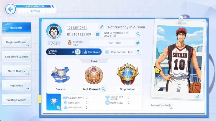 Kuroko's Basketball Street Rivals Accounts SEA SV017|Fresh Starter Lv2|Starter Daiki Aomine + 3 Other Character|Ch1 3