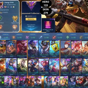 Mobile Legends: Bang Bang Accounts Rare Skin BEST OFFER | HERO 133 | SKIN 279 | ROGER TRANSFORMERS | KARINA KOF | HAYABUSA