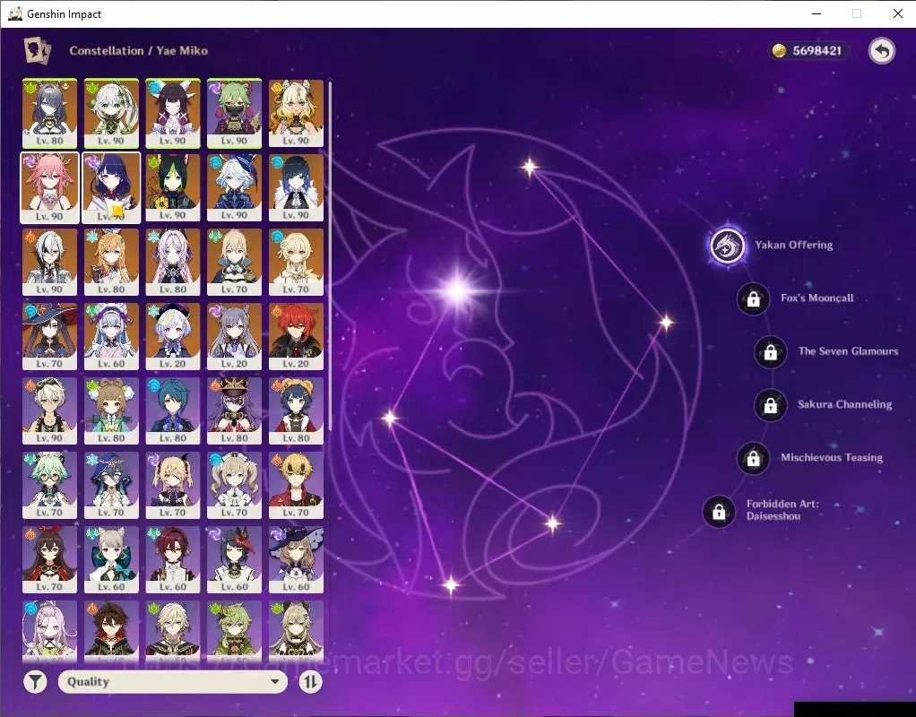 Genshin Impact Accounts Mid Game Asia|AR58|Arlecchino PremTeam|11 Limited+10*5(WEP)|[ArlecchinoC1,Nahida]+Sign,YaeMikoC1,3 3