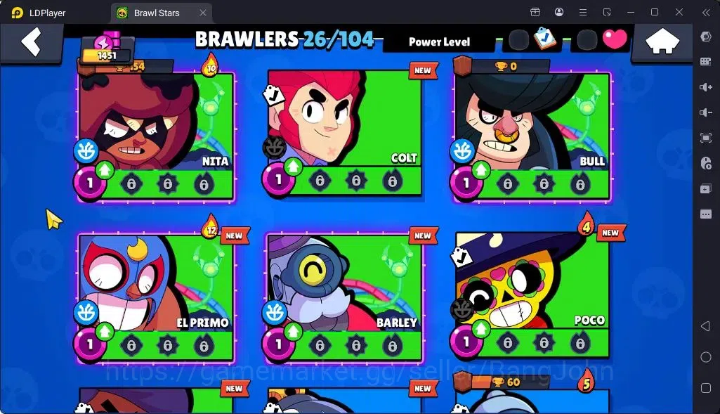 Brawl Stars Accounts Global |Trophy 1451 | Brawler 26, 4 Max | Skins 1Legendary 2 Mythic,3 Epic|Bling 7856|Protect Off|Check 16