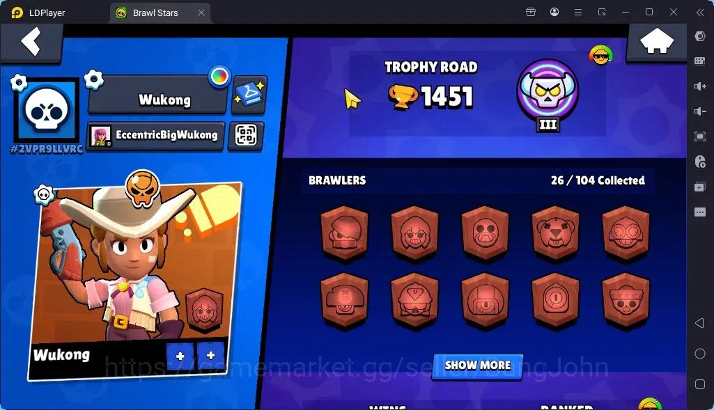 Brawl Stars Accounts Global |Trophy 1451 | Brawler 26, 4 Max | Skins 1Legendary 2 Mythic,3 Epic|Bling 7856|Protect Off|Check 2