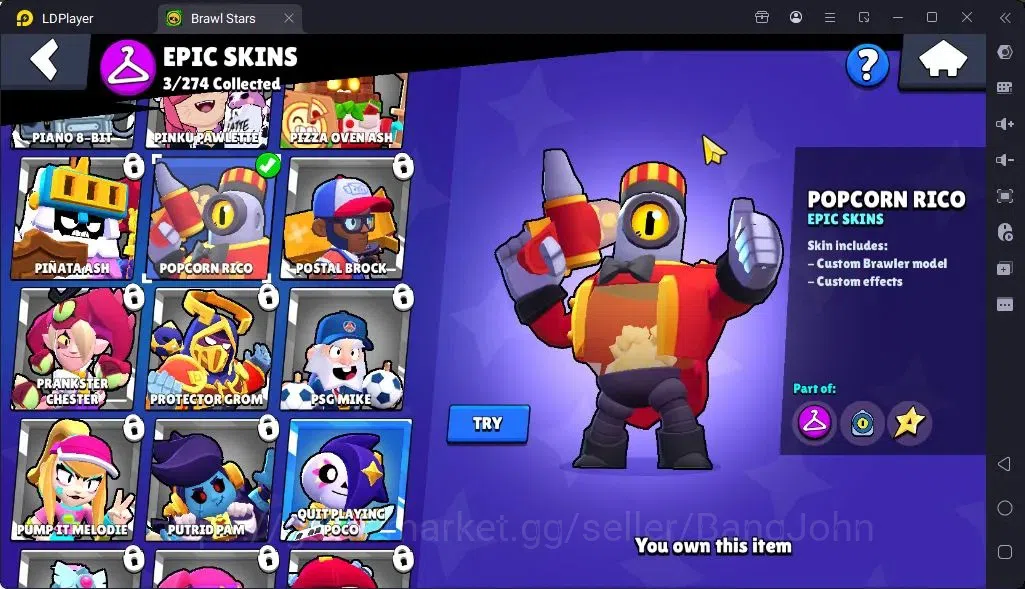 Brawl Stars Accounts Global |Trophy 1451 | Brawler 26, 4 Max | Skins 1Legendary 2 Mythic,3 Epic|Bling 7856|Protect Off|Check 8