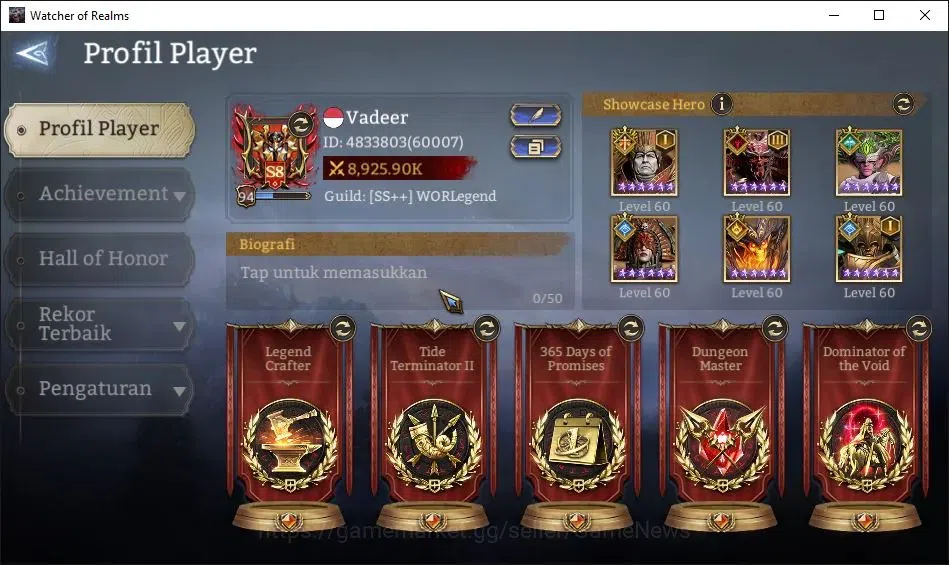 Watcher of Realms Accounts GLOBAL 60x|8,9M Power|12 Lord[ValderonA3,PraetusA1 image 2