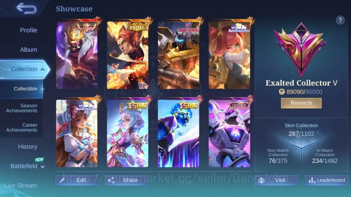 Mobile Legends: Bang Bang Accounts Global|Hero 123 Skin 287|Exalted|Legend Franco|Pri image 2