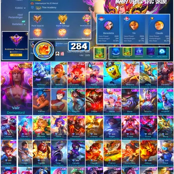 Mobile Legends: Bang Bang Accounts #4472 284 Skins | Karina Leona (KOF) | Vale Gaara (NARUTO) | Cyclops SpongeBob