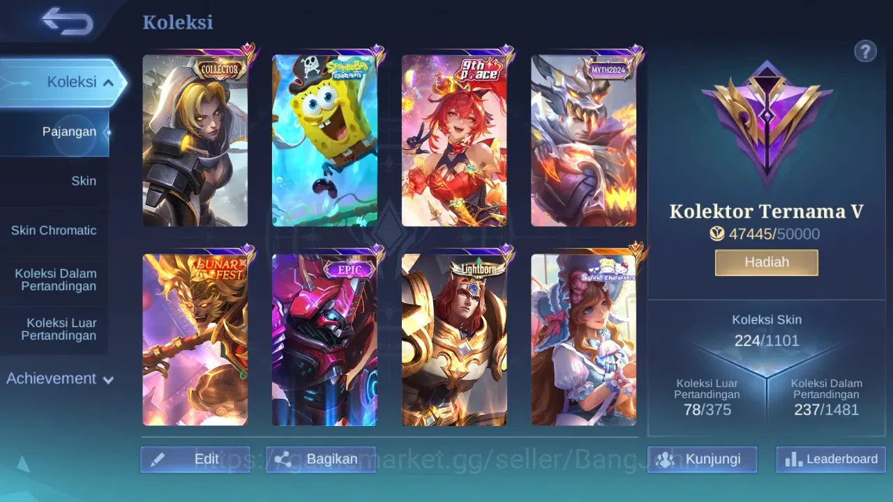 Mobile Legends: Bang Bang Accounts GLOBAL Hero 132 Skin 224 | Lunar Sun | Epic Roger  image 10