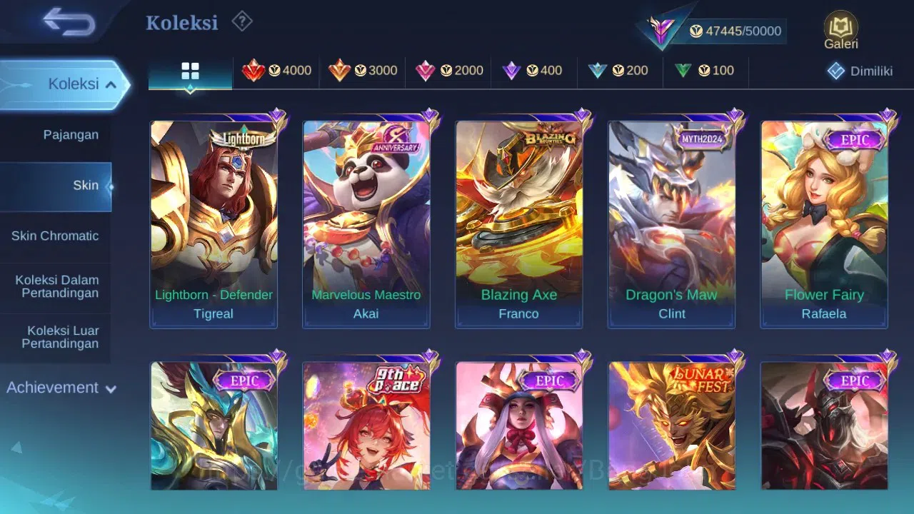 Mobile Legends: Bang Bang Accounts GLOBAL Hero 132 Skin 224 | Lunar Sun | Epic Roger  image 3