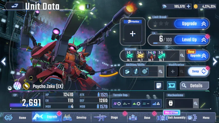 SD Gundam G Generation ETERNAL Accounts Global Rank 34|Freedom Gundam,Sazabi,Gundam Aerial,Zeong,Psycho Zaku,Gundam DE|185+K 12