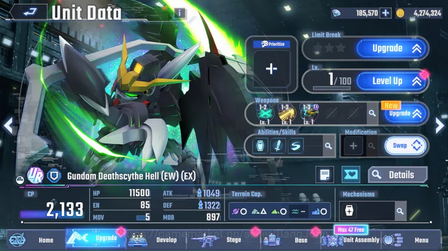 SD Gundam G Generation ETERNAL Accounts Global Rank 34|Freedom Gundam,Sazabi,Gundam Aerial,Zeong,Psycho Zaku,Gundam DE|185+K 13