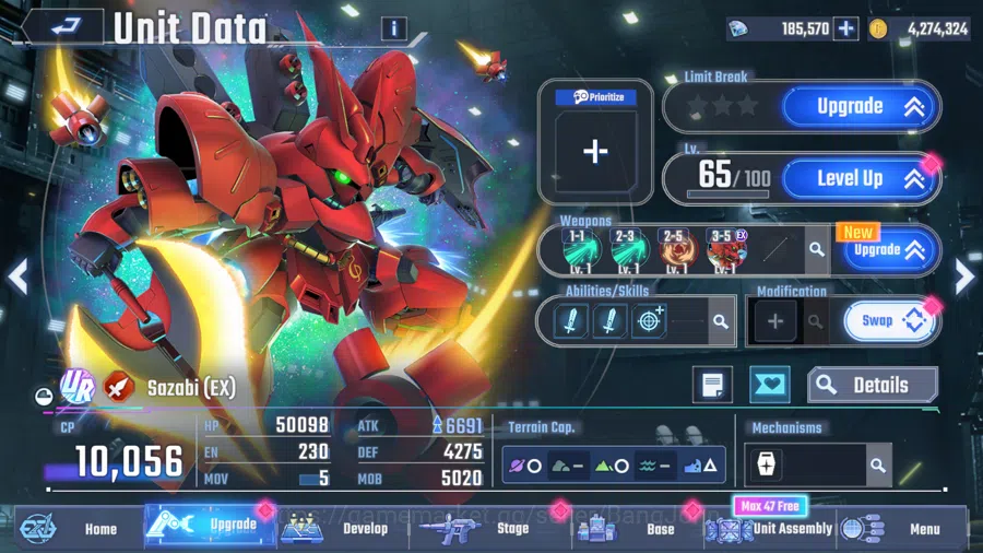 SD Gundam G Generation ETERNAL Accounts Global Rank 34|Freedom Gundam,Sazabi,Gundam Aerial,Zeong,Psycho Zaku,Gundam DE|185+K 9
