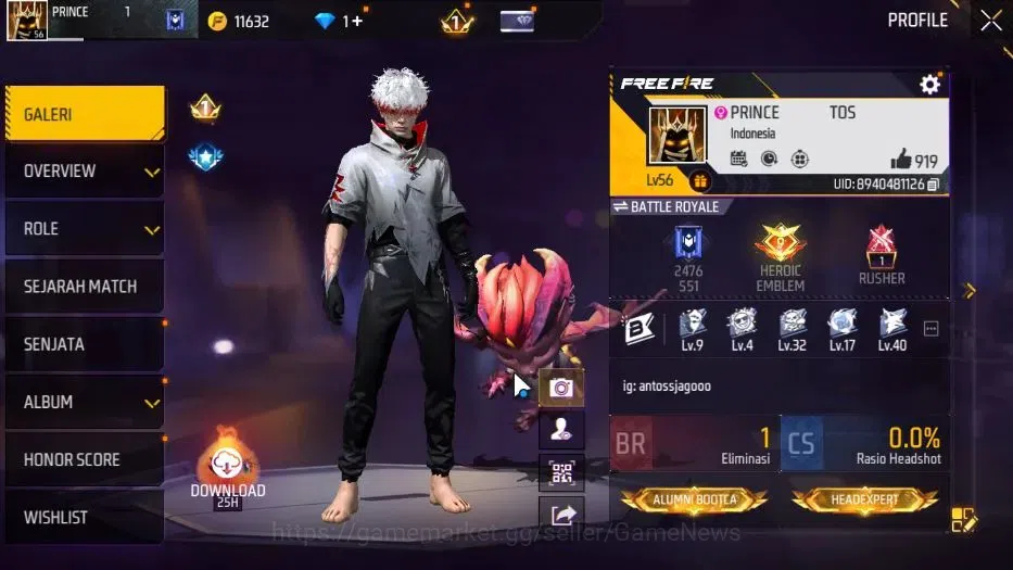 Free Fire Accounts Indonesia |M1887 Mamba GNAW|Tinju Dracen Lv 4|Kata image 2